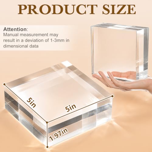 SAMYUCHO 4 Pcs 5 X 5 X 2 Inch Acrylic Blocks, Clear Square Acrylic Base - size: 5 X 5 X 2" 4pcs