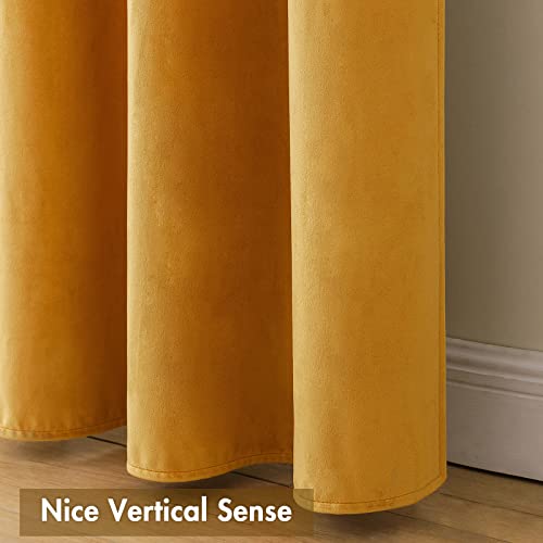 MIULEE Mustard Yellow Blackout Velvet Curtains Drapes 63 Inch Long 52"x63" - color: Mustard Yellow, size: 52"W x 63"L (Pack of 2)