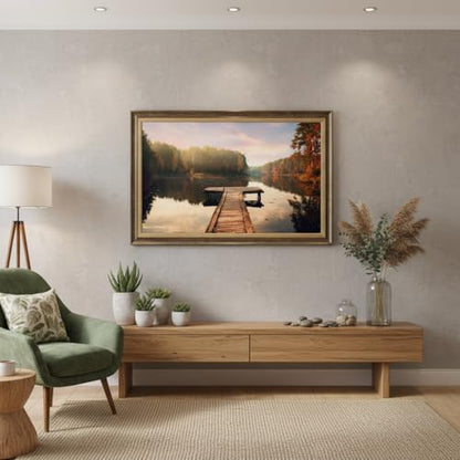 Inpraradiso Lake Canvas Framed Wall Art, Large Nature Artwork, 45x30 Inch - color: Nature 02, size: 45"L x 30"W