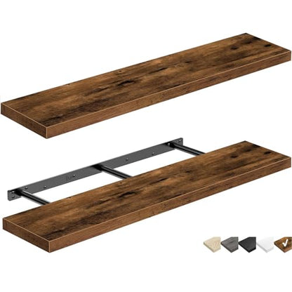 QEEIG Long Floating Shelves for Wall (Brown, Set of 2, 39.4") - color: A. Brown, size: 39.4"