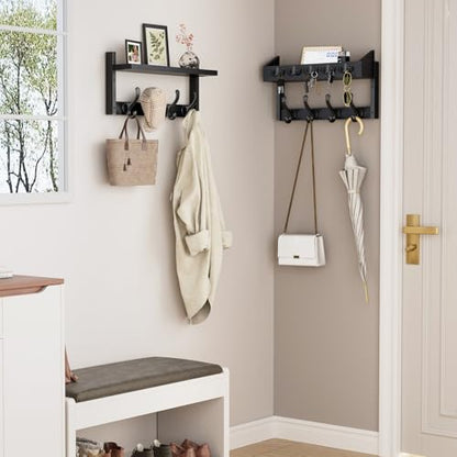 Evermagin 35" Coat Rack Wall Mount with Shelf for Entryway, Black - color: Black, size: 35 inch