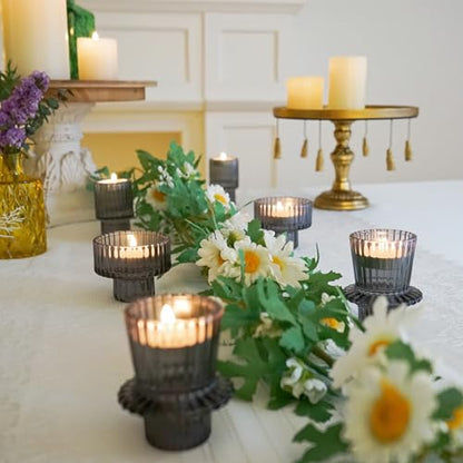 Glass Candlestick Holders, Taper Candle Holders, Set of 6, Gray - color: Gray, size: 6 PCS