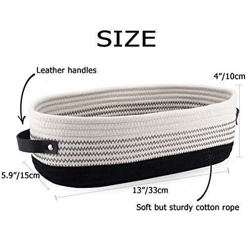 Cotton Rope Toilet Basket Bathroom Decor Baskets, Toilet Paper Holder Basket, Farmhouse Home Decor Organizing Small Baskets 13"x5.9"x4" Black - color: 1 pack Black