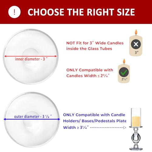 CYS EXCEL 6 PCS (H:6" D:3") Open Ended Glass Hurricane Candleholder Tube Shade | Multiple Size Choices Open Flame Candle Chimney Tube Cover | Bottomless Cylinder - size: 3" wide x 6" tall