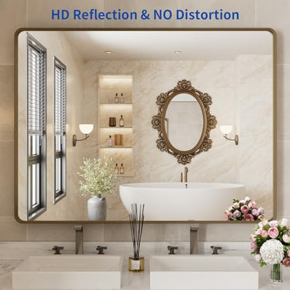 WEER Bathroom Vanity Mirror Bronze 48X36 Inch - color: Bronze, size: 48"L x 36"W