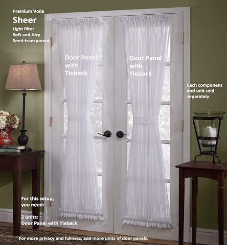 Today's Curtain, Emelia Door Panel Sheer 45", White, 41" W x 45" L, with Tieback - color: White, size: 41"W x 45"L (Pack of 1)