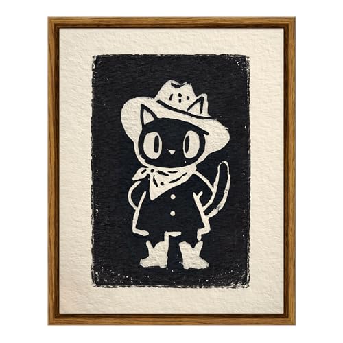 VIYYIEA Halloween Black Cat Wall Art Animal Painting 8x10 Inch - color: Cowboy Cat, size: 10"L x 8"W