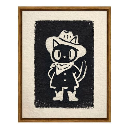 VIYYIEA Halloween Black Cat Wall Art Animal Painting 8x10 Inch - color: Cowboy Cat, size: 10"L x 8"W