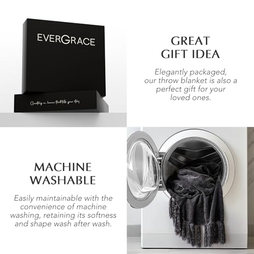 EverGrace Chenille Knit Throw Blanket for Couch, 50"x60", Iron Black - color: Iron Black, size: 50"x60"