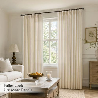 Semi Sheer Pinch Pleated Linen Curtains for Living Room 84 Inches, Cream - color: Cream, size: 40"W x 84"L (Pack of 2)