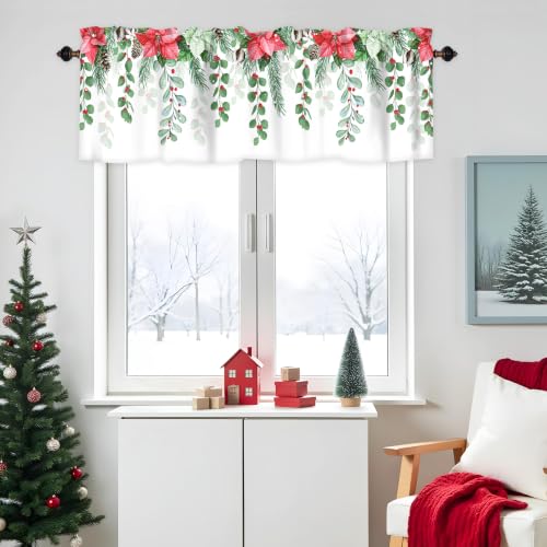 Christmas Tree Kitchen Valance for Windows, 2 Pack Rod Pocket 42x12 in - color: Christmas Tree, size: 42"W x 12"L (Pack of 2)