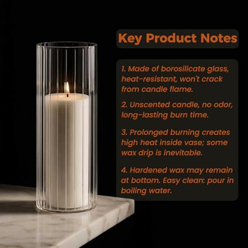 24-Pc Set: 12 White Pillar Candles & 12 Hurricane Glass Holders