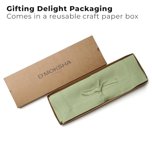 Signature Linen™ by D'Moksha, Sage Green Placemats Set of 4, 14 x 19 Inch, 100% Pure Linen Table Mats, Hemstitch, Machine Washable Cloth Placemats- Fall, Weddings, Outdoor Hosting - color: Sage Green, size: Set of 4 (14 X 19 Inch)