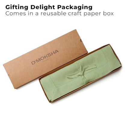 Signature Linen™ by D'Moksha, Sage Green Placemats Set of 4, 14 x 19 Inch, 100% Pure Linen Table Mats, Hemstitch, Machine Washable Cloth Placemats- Fall, Weddings, Outdoor Hosting - color: Sage Green, size: Set of 4 (14 X 19 Inch)
