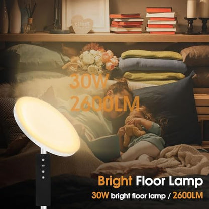 LED Torchiere Floor Lamp with Remote Control, Standing Lamp for Living Room - color: Matte White