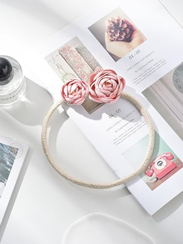 SUQ I OME Handmade Artificial Rose Flower Curtain Holdbacks, Pink - color: Pink