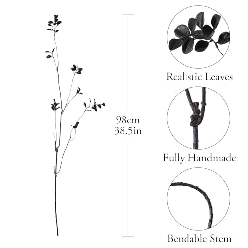 97.8cm(38.5인치) 인공 무화과나무 가지 블랙 잎 4개 - color: 블랙.
