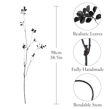 97.8cm(38.5인치) 인공 무화과나무 가지 블랙 잎 4개 - color: 블랙.