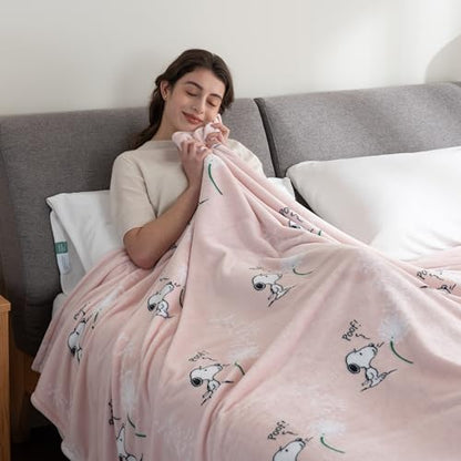 Berkshire Blanket Peanuts® VelvetLoft® Cute Character Snoopy Plush Blanket,Make A Wish Spring Pink,King 90 in x 108 in (Official Peanuts® Product) - color: Make a Wish Spring Pink, size: King (90 in x 108 in)