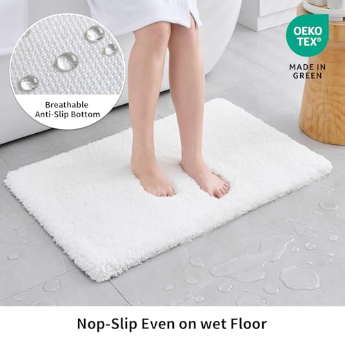 Disolla White Bathroom Rugs 24x36, Microfiber Non-Slip Plush Thick Bath Mat - color: White, size: 2' x 3' (24''x36'' Bathroom Rug)