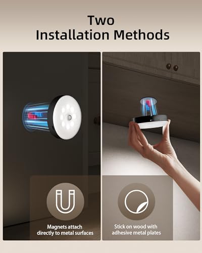 EZVALO RGB Puck Lights with Charging Station, Motion Sensor Cabinet Lights - color: Black