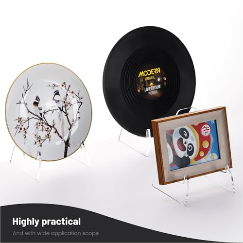 YUXUN Plate Stands for Display, 2 Pack Clear Acrylic Display Stand - size: 7.6 Inch