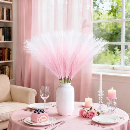TORONTOKYO 50Pcs 21.6'' Pink Pampas Grass, Faux Pampas Grass Vase Filler - color: Pink, size: 21.6inch-50Pcs