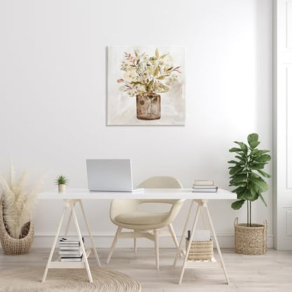 Earthy Fall Botanicals Floral, 30 x 30 Inch Canvas Wall Art - color: Earthy Fall Bouquet Vase, size: 30"L x 30"W