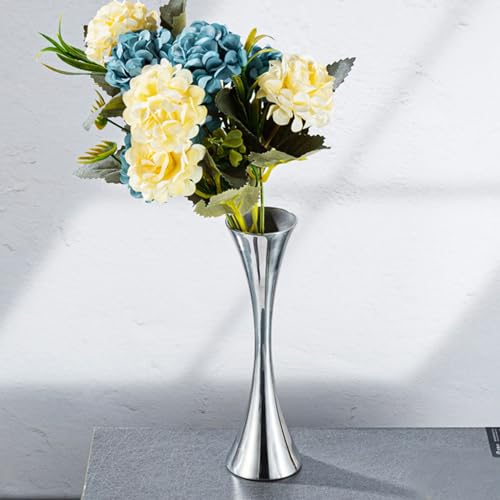 Stainless Steel Vase, Elegant Modern Round Mouth European Style Metal Flower Holder, with Unique Personality for Living Room Dining Table Decor
