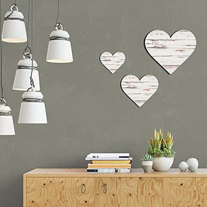 Jetec 3 Pcs Wood Heart Wall Decor Farmhouse Plaque, Simple - style: Minimalist