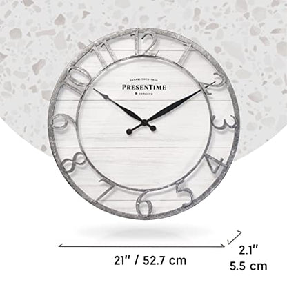 Presentime 21" Farmhouse Series Wall Clock - color: Galvanized Finish, size: 21 inch
