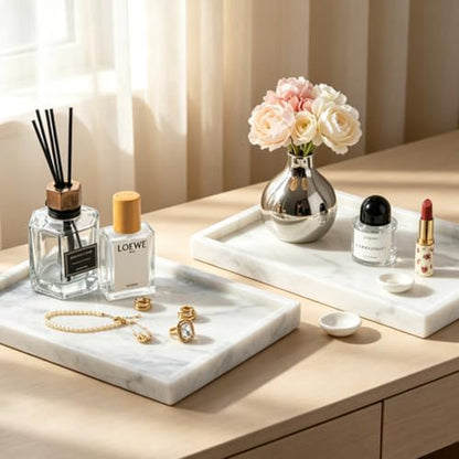 Natural Marble Bathroom Tray, 12"x8" Stone Vanity Decorative Counter Trays - color: 12"x8"-namib Sky