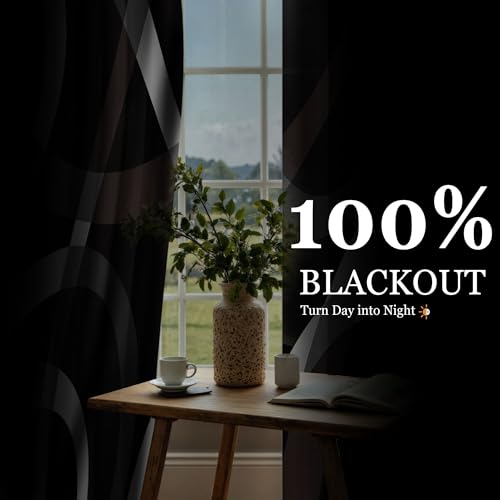 weesire Black and Brown Blackout Curtains, 52 x 63 Inch, Grommet, 2 Panels - color: P1-brown, size: 52"W x 63"L (Pack of 2)