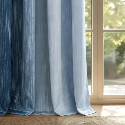 MIULEE Dark Blue and Light Blue Ombre Blackout Curtains 52Wx63L Set of 2 - color: Dark Blue and Light Blue, size: 52"W x 63"L (Pack of 2)