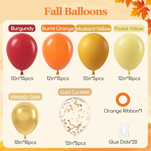 60pcs 12inch Fall Balloons with Burgundy Gold Burnt Orange Balloons - color: Burnt Orange Burgundy