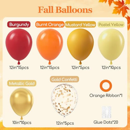 60pcs 12inch Fall Balloons with Burgundy Gold Burnt Orange Balloons - color: Burnt Orange Burgundy