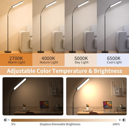 FRIDEKO HOME Floor Lamp for Living Room Over Chair Reading 18W 1800LM Black - color: Black CCT, 1 Pack