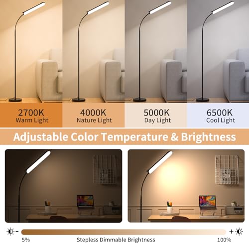 FRIDEKO HOME 2 Pack Floor Lamps for Living Room Reading Light, 1800LM Black - color: Black CCT, 2 Packs