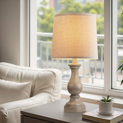 22" Farmhouse Table Lamps Set of 2, Rustic Bedside Lamps for Bedroom - color: F. Wood Painted