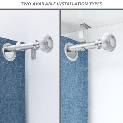 Silver Curtain Rods for Windows 48 to 84 Inches,Adjustable 1 Inch - color: Silver, size: 48"-84"