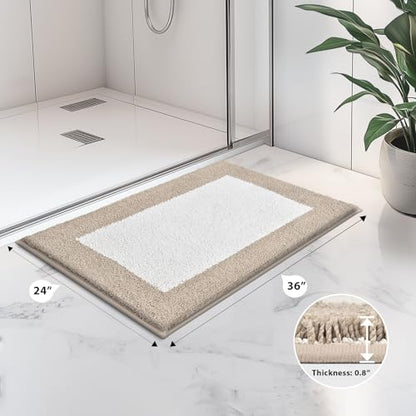 anllugs Bathroom Rugs, 24" x 36" Soft Bath Rugs, Beige & White - color: Beige & White, size: 24" X 36"