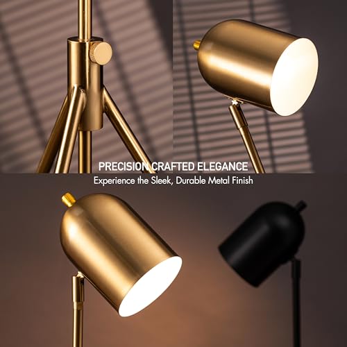 O'Bright Helios - Adjustable Tripod LED Floor Lamp, Dimmable, Swivel Head, Perfect for Reading and Task Lighting, Antique Brass - color: Antique Brass