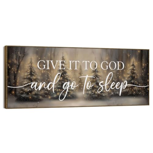 TLESKE Christmas Give It to God and Go to Sleep Sign Large Wall Art 15x40 - color: sleep-C