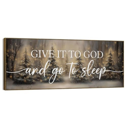 TLESKE Christmas Give It to God and Go to Sleep Sign Large Wall Art 15x40 - color: sleep-C