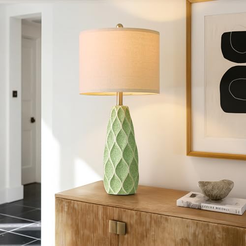 Ceramic Table Lamps Set of 2, 27.5" Green Lamps for Bedroom Living Room - color: Green, size: Large - 27.5’‘