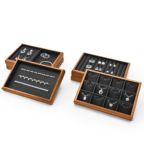 Oirlv Black Wood Jewelry Tray 12-Compartment - color: Black, size: 12 grid
