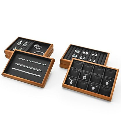 Oirlv Black Wood Jewelry Tray 12-Compartment - color: Black, size: 12 grid