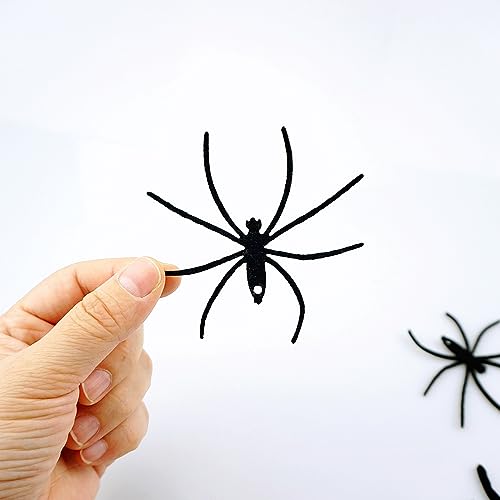 SaktopDeco 33 PCS Hanging Spider Decorations Spider Ornament Black Felt Spider Web Halloween Decorations for DIY House Decor