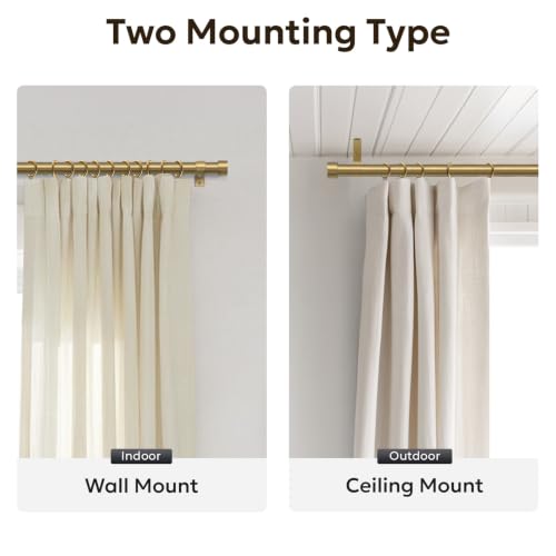 Zeerobee Curtain Rods for Windows 32 to 240 Inch, Warm Gold Curtain Rod - color: Warm Gold, size: 32"-240"