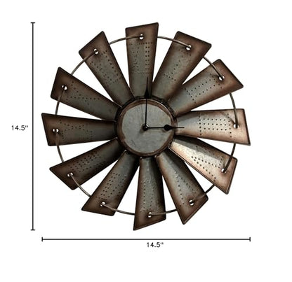 Gianna's Home Rustic Farmhouse Metal Windmill Wall Clock (14.5") - size: 14.5"